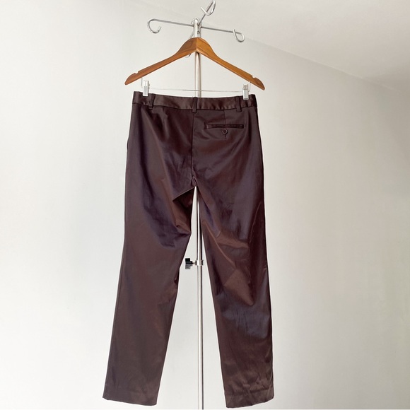 🌿Chocolate Brown Shinny Modern Mid-Rise Suit Pants by Moda - Picture 2 of 7